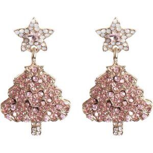 Pink Christmas Dangle Earrings for  Christmas Wreath Tree -GLITTERING CHRISTMAS
